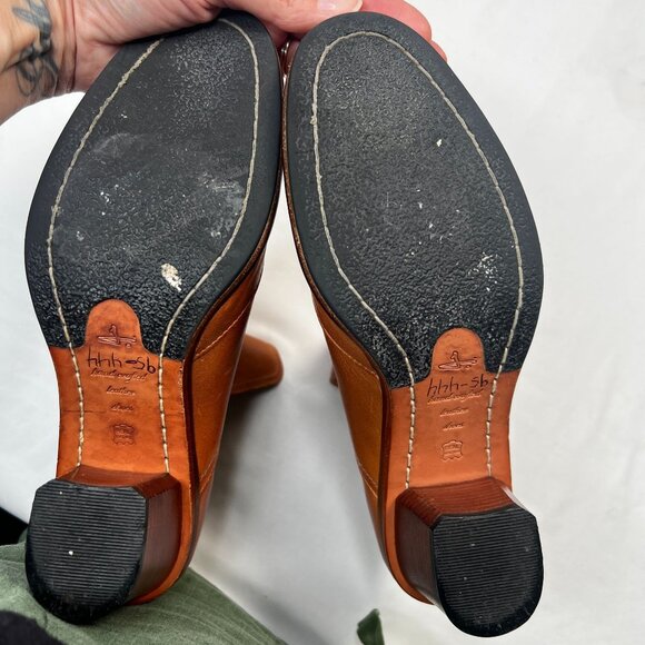 Anthropologie J Shoes Hardwick Booties Leather Buckle Block Heel Booties Brown 7 - Picture 13 of 13